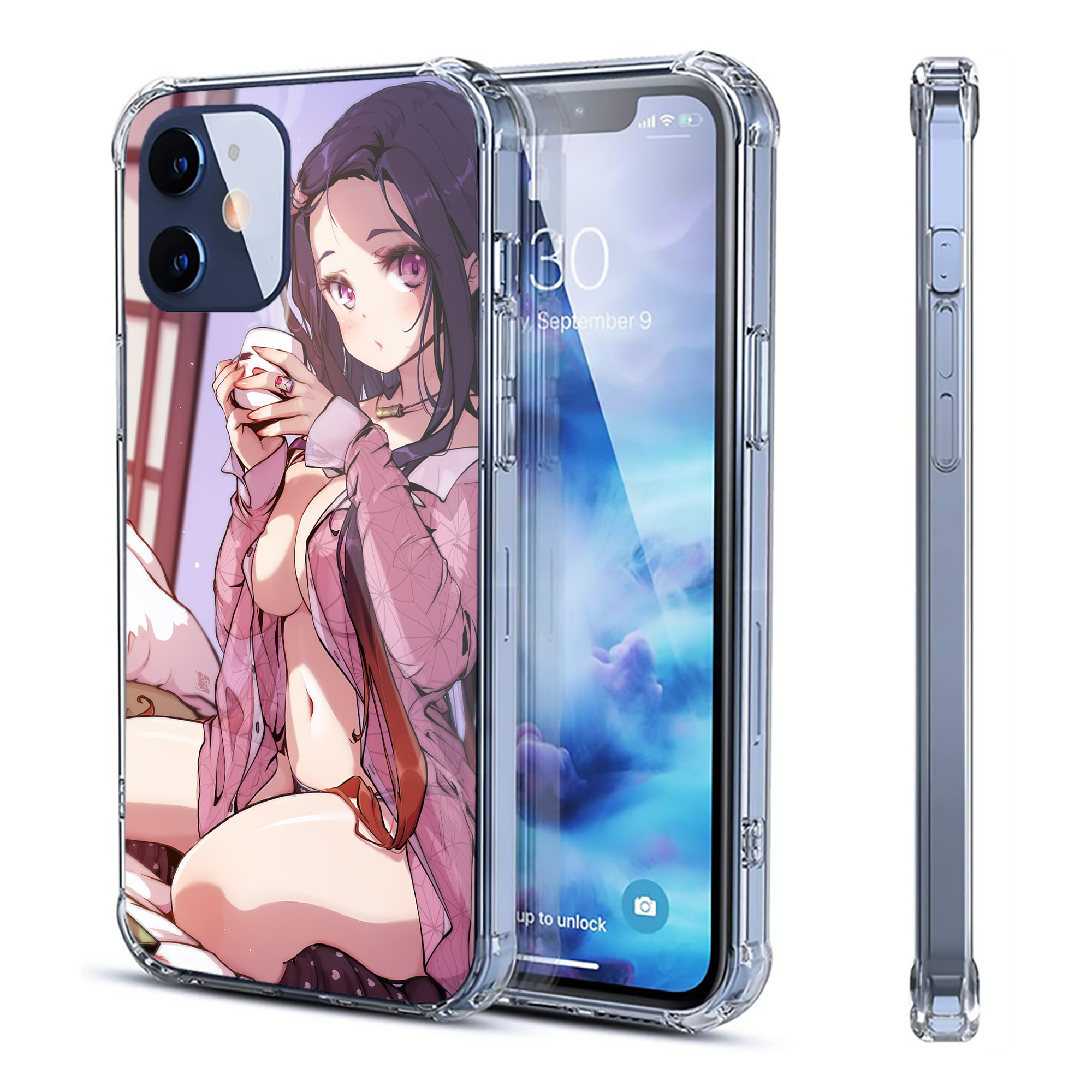 （画像用） 鬼滅の刃（きめつのやいば）竈門 禰󠄀豆子／かまど ねずこ Kamado Nezuko 【iPhone 12シリーズ対応】透明スマホケース（クリアソフトケース）